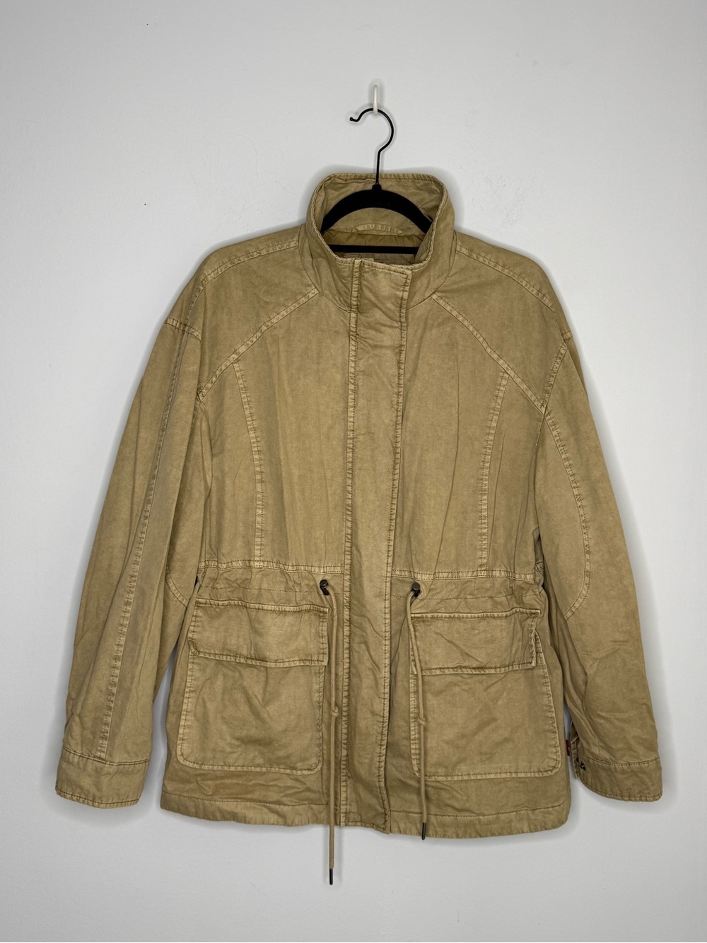 Levi's Cotton Twill Stand Collar Military Utility Tan Safari Jacket S Gorpcore
